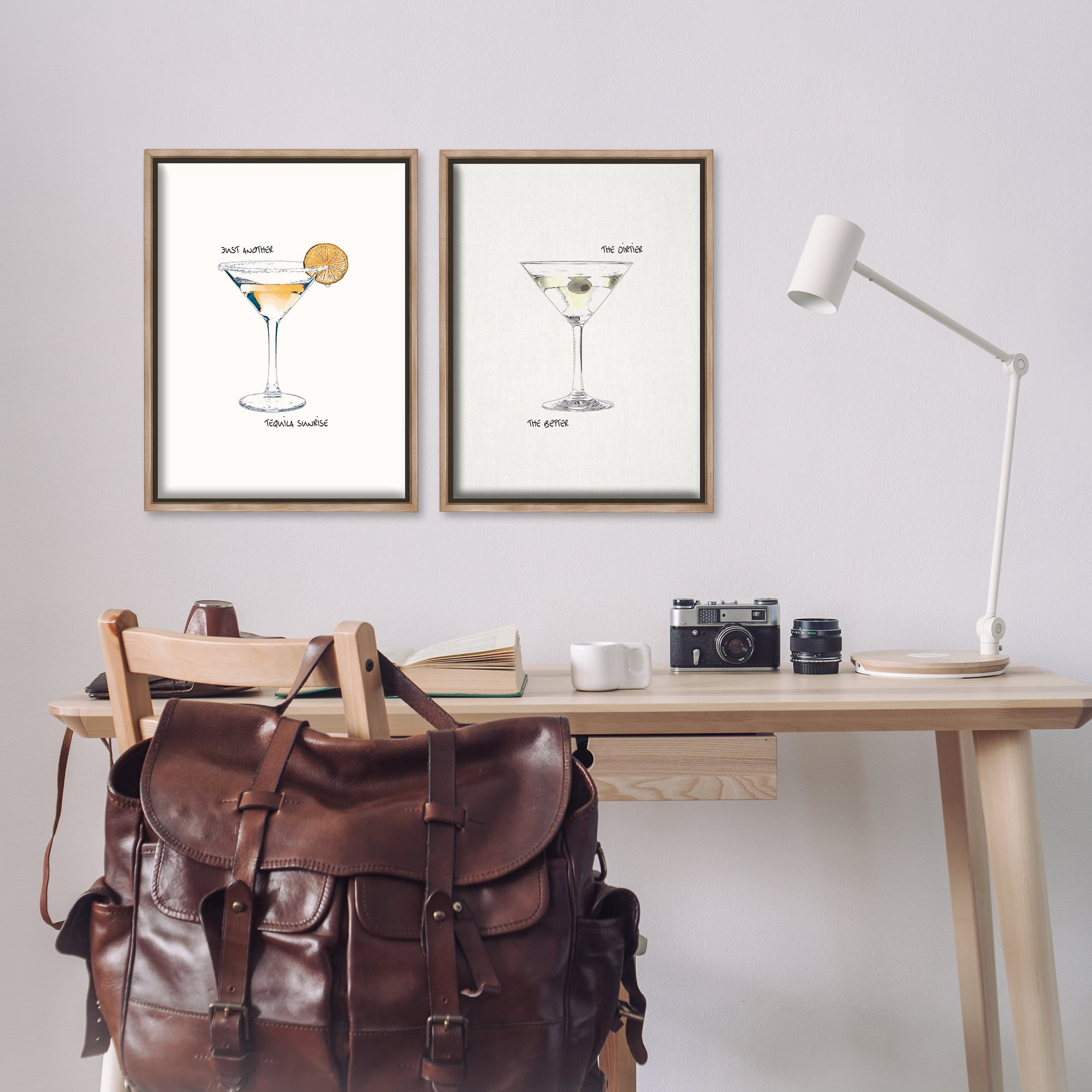 Stupell Industries Tequila Cocktails & Phrases Food & Beverage Painting Brown Floater Framed Canvas Art Print Wall Art, 17 x 25, Set of 2