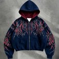 thumbnail image 5 of Men's Y2k Goth Graphic Zip Up Hoodies Long Sleeve Grunge Punk Graphic Print Streetwear Oversized Hooded Sweatshirt With Pocket W002-Dark Blue M, 5 of 7