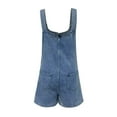 thumbnail image 4 of OSOLU Women Solid Color Casual Denim Large Pocket Overalls Everyday Comfort Versatile Workout Training Joggers Bottoms, 4 of 4