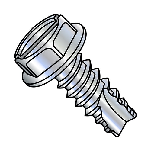 6-20X1/2 Slotted Indented Hex Washer Thread Cutting Screw Type 25 Full Threaded Zinc (Pack Qty 10,000) BC-06085SW
