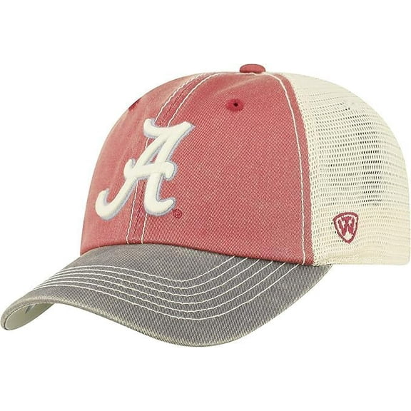 Brand New Collegiate Men's Mesh Offroad Design Alabama A Adjustable Hat, 100% Cotton, Official School Colors, Red