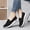 Black, variant on Women's Slip On Elastic Fly Knit Cushioned Walking Sneakers, Breathable Mesh Low Top Casual Daily Outdoor Footwear(Gray,5.5)