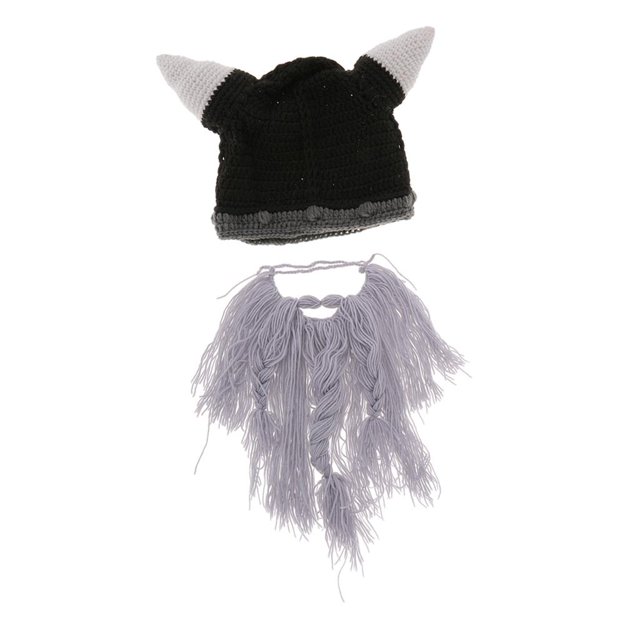 Gorrita de Tejida De Sombrero Cuerno Gorro De Lana Larga Barba Gris Claro CUTICAT niños sombrero