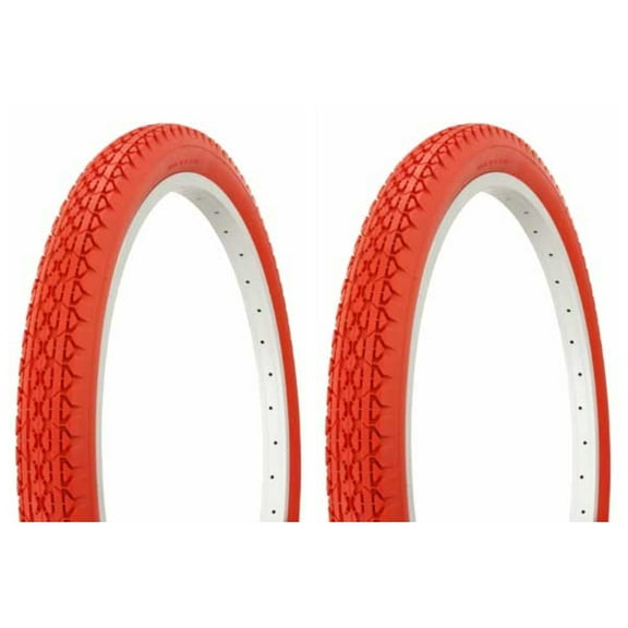 Tire set. 2 Tires. Two Tires Duro 24" x 2.125" Red/Red Side Wall HF-133, beach cruiser bike Tires, cruiser bike Tires, chopper bike Tires