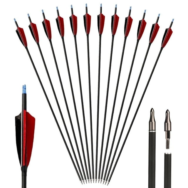 6/12PCS Arrows 31.5 inch Carbon Arrows Are Used To Recurve Bow Shooting and Hunting Practice