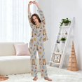 thumbnail image 5 of FORMRS Womens Pajama Set Long Sleeve Top and Pants with Pockets Soft Comfy Lounge Sleepwear, Sizes S-2XL, Brown Cartoon Bears, 5 of 7