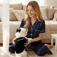 thumbnail image 6 of Denbek Dog Silk Pajamas, Cat Puppy Costume Elegant Satin Pajamas with Bow Headband 2Pcs Set Pet Sleepwear Cute Pet Outfit Photoshoots, Black-L, 6 of 7