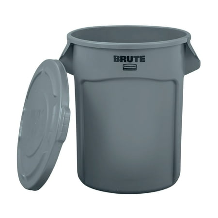 Rubbermaid Brute 32-Gallon Trash Can with Lid, Grey
