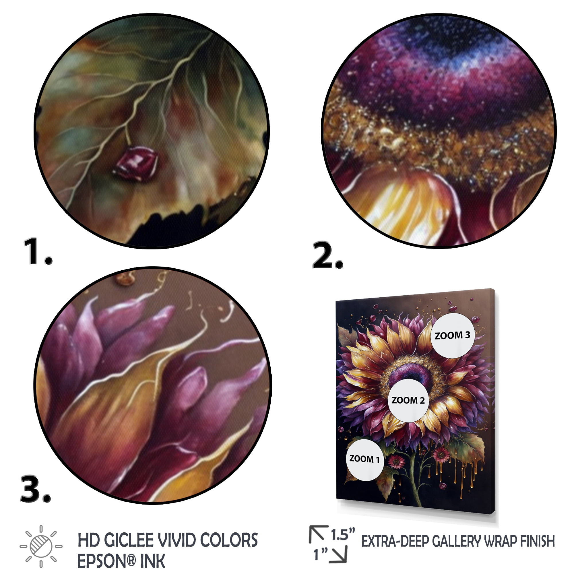 Designart Yellow And Purple Sunflower Canvas Wall Art