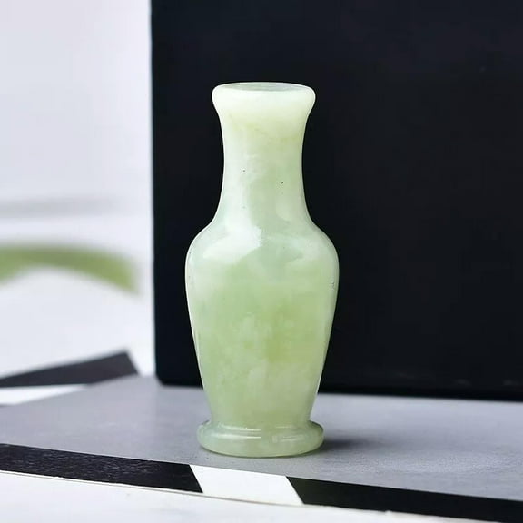 EOEMY Natural Serpentine Jasper Quartz Carved Flower Vase Crystal Reiki Rock Aquarius