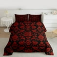 thumbnail image 2 of jejeloiu Vintage Baroque Flower Queen Comforter Set,Gothic Damask Bedding Sets,Red Black Bedding Comforter Set For Adults,Microfiber Bedroom Decor Reversible,3-Piece, 2 of 8