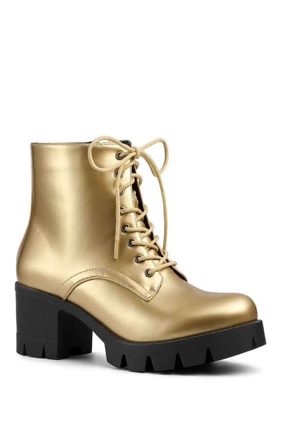 Women's Platform Chunky Heels Combat Boots