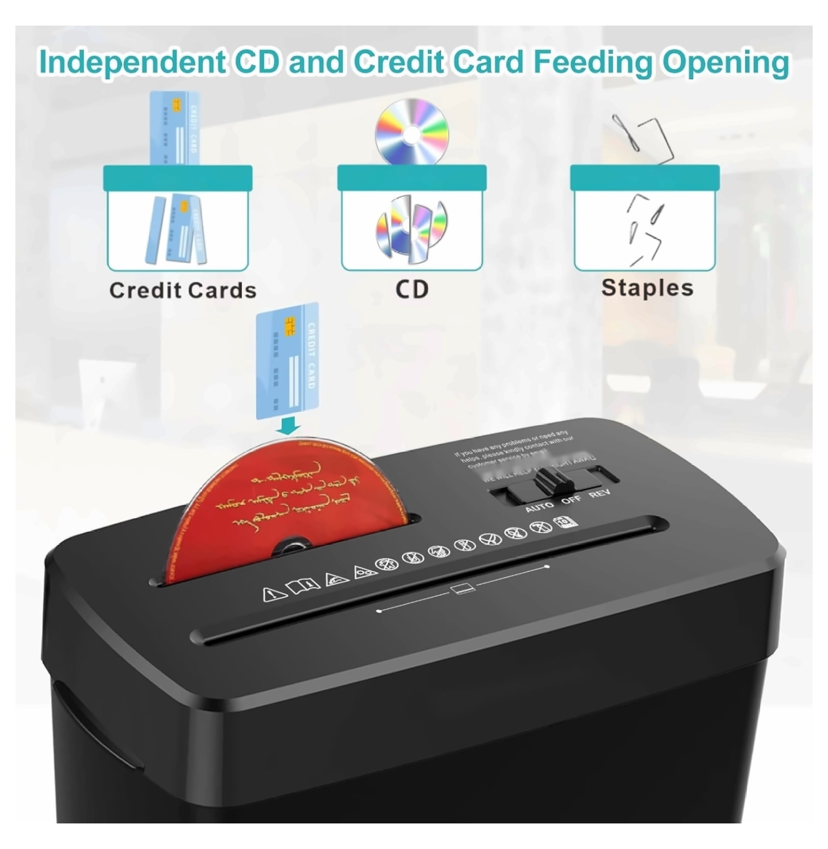Paper Shredder, 10-Sheet Cross Cut - P4 Security - Home Office Shredder for Paper, CD, Credit Card - Auto/Reverse/Off - 3.43 Gallon Basket - Jam Proof