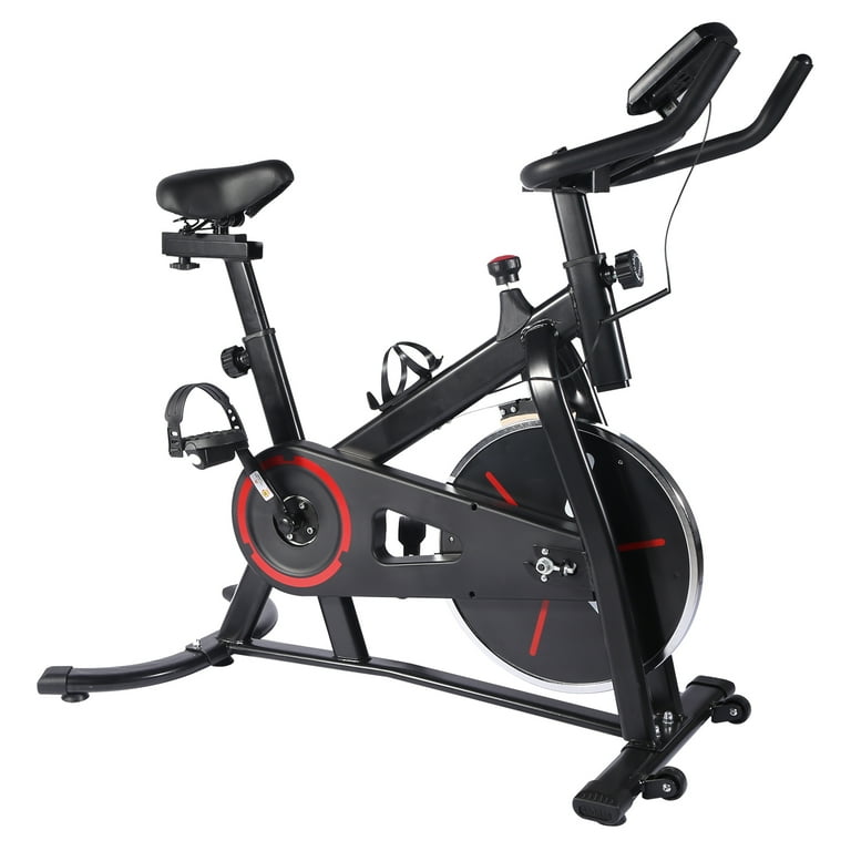 Indoor Cycling Bike Stationary Exercise Bike Fitness Workout Bike with LCD Display Bottle Holder and Soft Saddle Exercise Indoor Cycle Bike