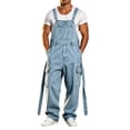 thumbnail image 2 of Mifsaly Denim Overalls for Men Adjustable Straps Cargo Jumpsuits with Multi Pockets Summer Casual Relaxed Fit Classic Workwear Sky Blue,L, 2 of 9