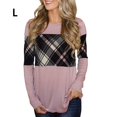thumbnail image 4 of Femmes à Carreaux Manches Longues Col Rond Tops Femmes Chemise en Vrac Style Col Rond Manches Longues T-shirt Casual Pull Tops, 4 of 5