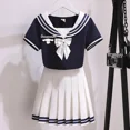 thumbnail image 4 of Conjunto de uniforme JK Sanrioed Cinnamoroll para niña, Top de manga corta, Falda plisada, estilo escolar Kawaii, regalo para niño, 4 of 5