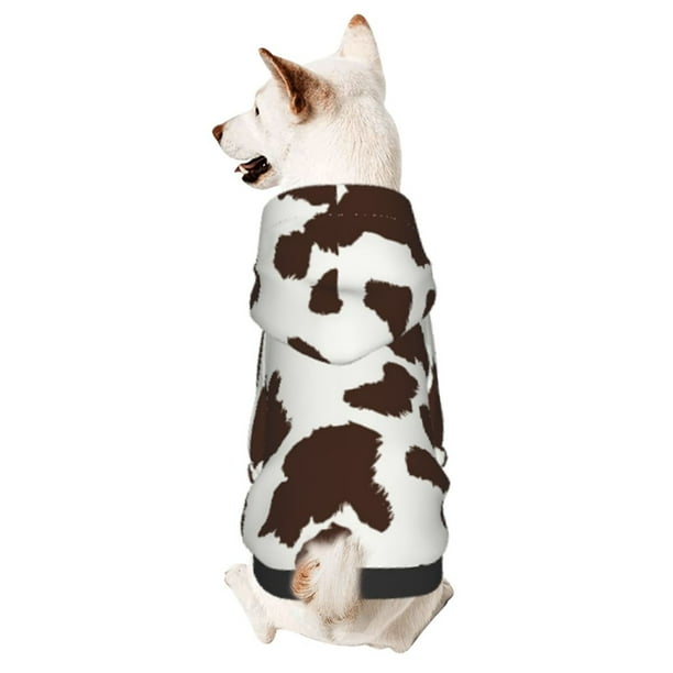 Fotbe Brown Cow Sudadera con Estampado para Perros Pequeños – Suéter con Capucha para Mascotas, Tela Suave de Forro Polar con Bolsillo-Small