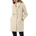 thumbnail image 2 of Allegra K Women's Double Breasted Lapel Raglan Long Sleeve Mid Length Overcoat 3XL Cream White, 2 of 7