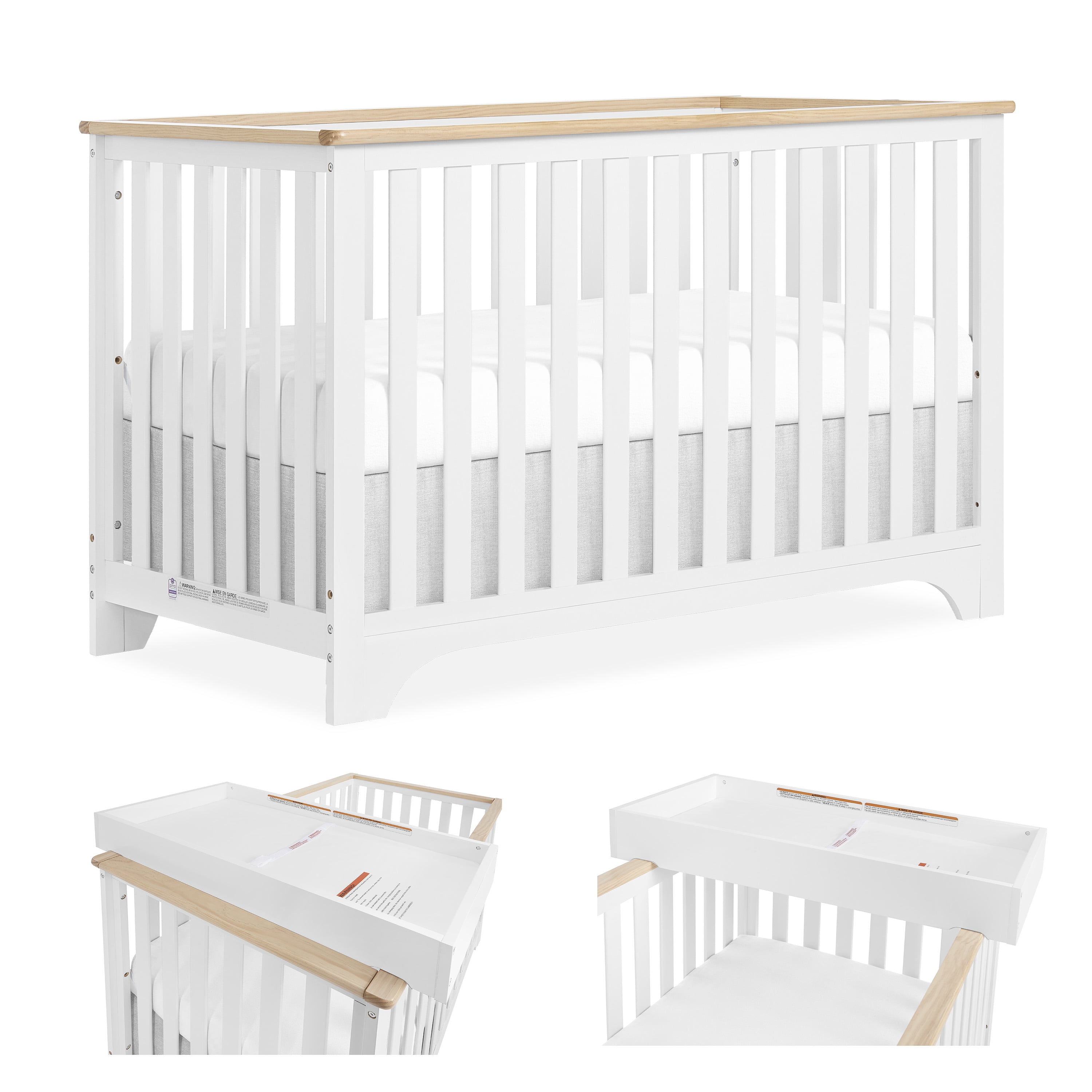 Dream On Me Orion 5-in-1 Convertible Crib with Removable Changing Tray, Vintage White Oak
