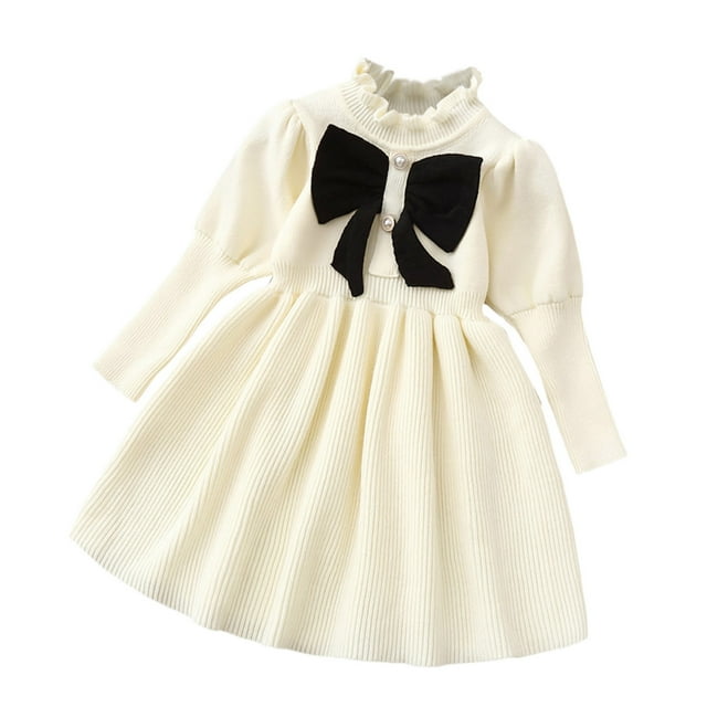 WEAIXIMIUNG Longues Robes pour Adolescentes 13-14 Filles Robe Chandail Tricotée à Manches Longues Automne Col Roulé Chandail Robe Midi 5-6 Ans