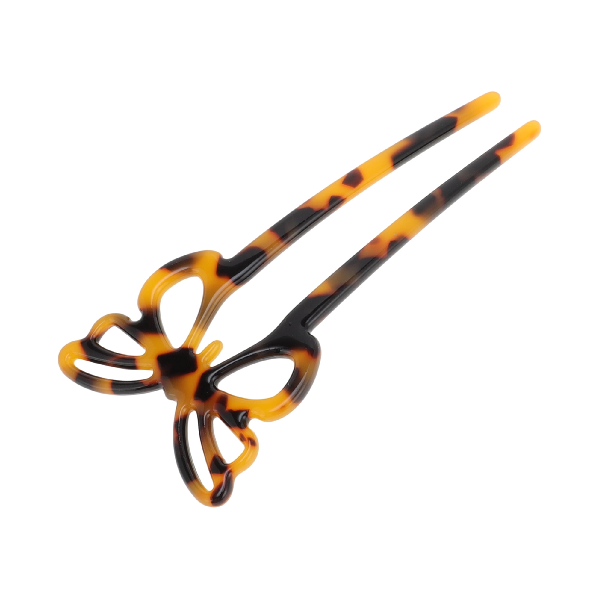 Unique Bargains Butterfly Hair Stick Fork Pins for Women 1 Pc Black, Coffee Color