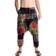 thumbnail image 2 of Pantalones de harén hippie para hombre, de lino, casuales, sueltos, con cordón, bohemio, gitano, Aladdin, playa, yoga, entrepierna, pantalones vino CH vino CH Xishao ropa, 2 of 2