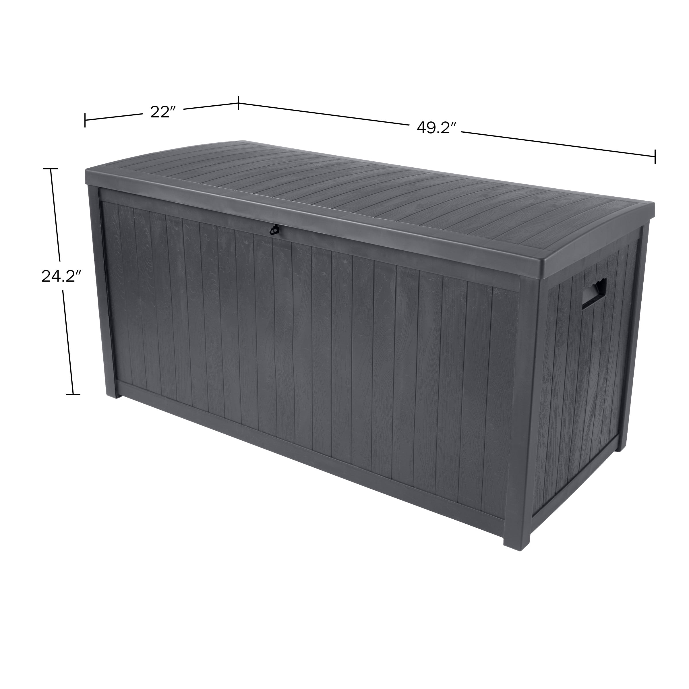 Storage Box - 113-Gallon Container for Patio Storage - Durable and Fade-Resistant Resin Deck Box - Outdoor Furniture by Pure Garden (Gray)