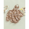 thumbnail image 3 of TSEXIEFOOFU Baby Girl Romper, Long Sleeve Floral Print Casual Fall Spring Short Jumpsuit + Bow Head Band, 3 of 7
