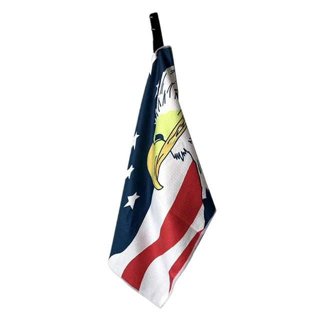 jinwen Golf Towel for Golf Bag with Clip Microfiber Weave Pattern Water Absorption Wipe US Eagle