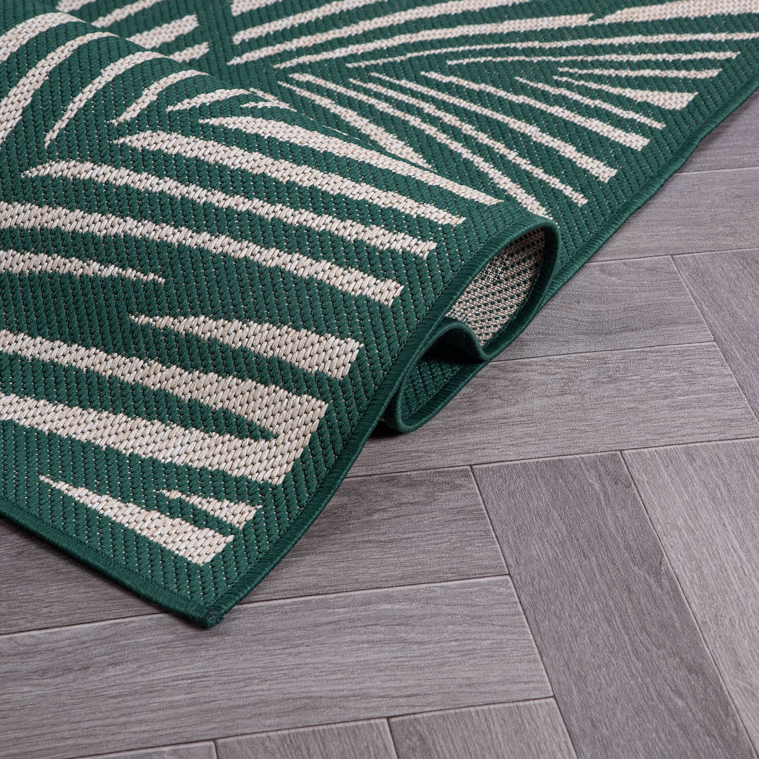 World Rug Gallery Contemporary Palm Leaf Textured Flat Weave Indoor/Outdoor Area Rug - GREEN 5' X 7'