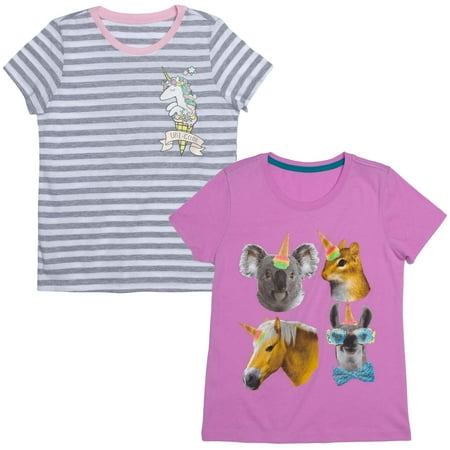 Unicorn and Unicritter T-Shirts, 2-Pack Set (Little Girls & Big