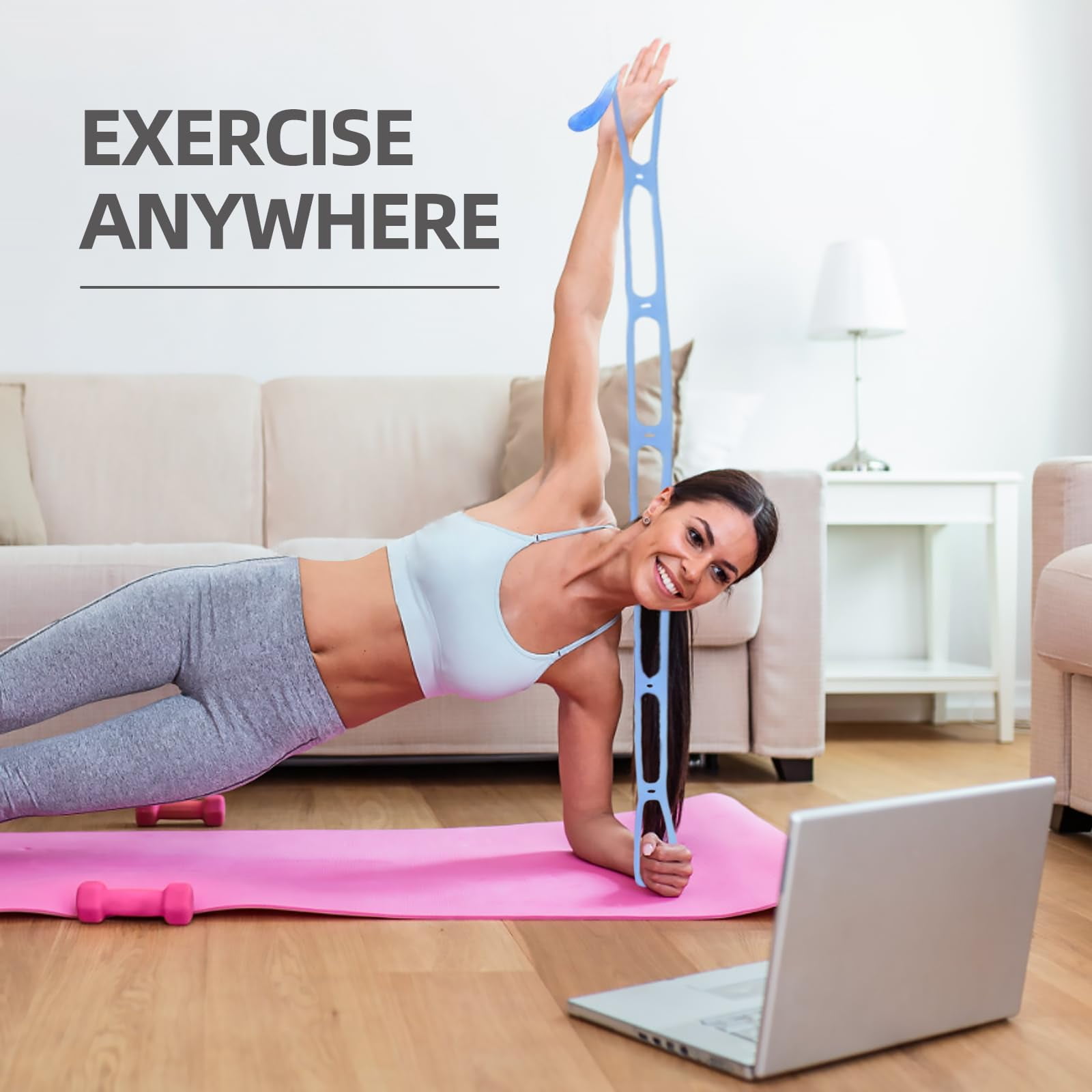 Resistance Bands for Working Out – Adjustable 7-Ring Exercise Bands with Handles, Full Body Workout for Men & Women, Yoga, Pilates, Physical Therapy