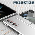 thumbnail image 5 of Dteck Case For Samsung Galaxy Z Fold 4,Shockproof Rugged Built-in S Pen Holder & Hinge Protection Front Screen Protector Slim PC Kicstand Cover with Pen Stylus,Silver, 5 of 7