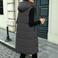 thumbnail image 4 of cocolona Long Puffer Vest for Women Trendy Hooded Sleeveless Stand Collar Button Down Long Coat Quilted Winter Warm Snow Overcoat with Pocket, 4 of 7