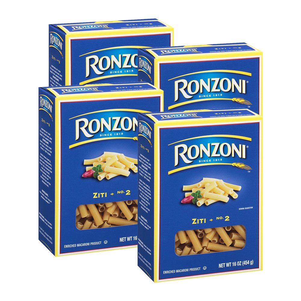 (4 Pack) Ronzoni Ziti Pasta, 16 oz
