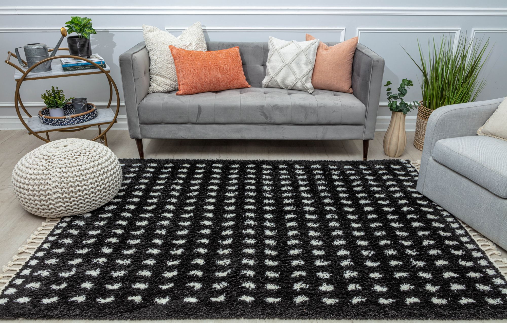 Rugs America BT15A Secret Moment Dots Modern Black Area Rug, 2'6" x 8'