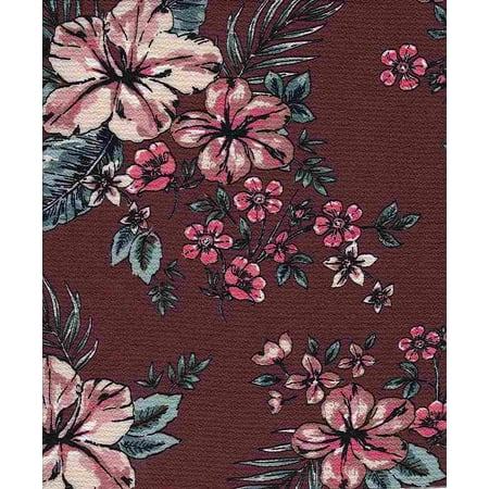 Fabric Selection Ghost Crepe Print Floral Ghost Crepe Fabric-Burgundy (3 Yard Precut)