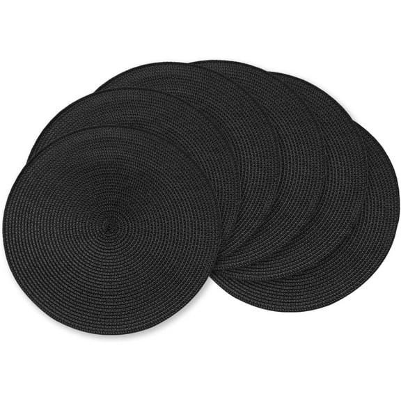 Round Braided Placemats - 15 Inch Round Table Mats for Dining Tables - Hot Pads for Kitchen - Woven Heat Resistant Placemats Set of 6