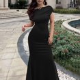 thumbnail image 6 of Women's Elegant Sleeveless Off Shoulder Bodycon Long Formal Party Evening Dress Womens Petite Dresses And Formal Dresses Satin Prom Dress Dress Gown for Women Womens Gown Dress You Wear to A Wedding, 6 of 8