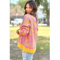 thumbnail image 2 of Women's Vitality Orange Abstract Print Baggy Sweater with Ribbed Trim, 2 of 12