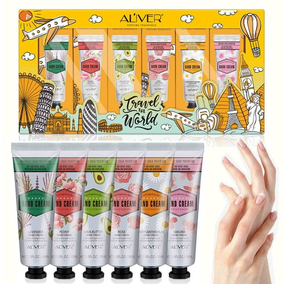 Aliver Hand Cream Gift Set, 6pcs Deeply Moisturizing Hand Lotions for Dry Skin Travel Size Family Gifts