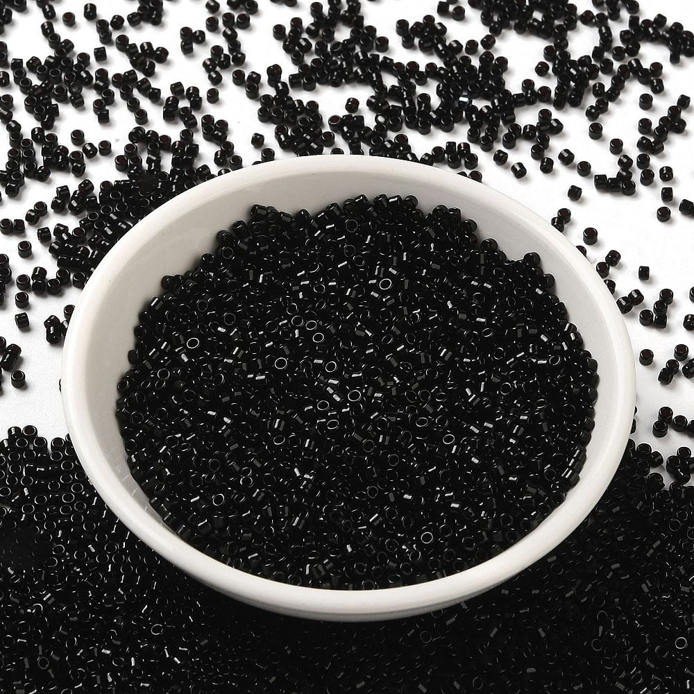 1pound Opaque Colours Glass Seed Beads Cylinder Black 2x1.5mm Hole: 1mm