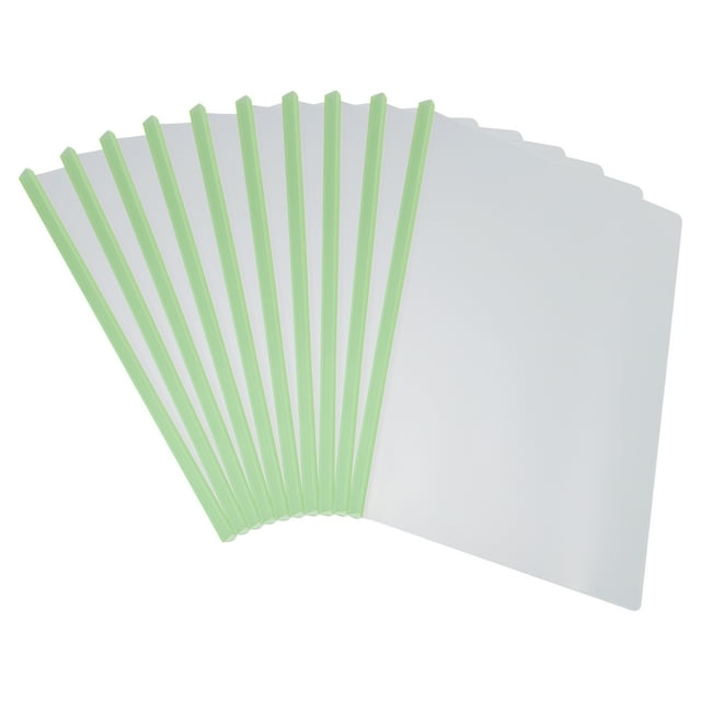 Unique Bargains Clear Report Covers with Sliding Bar, 10mm 75 Sheets Capacity, Green, 10Pack