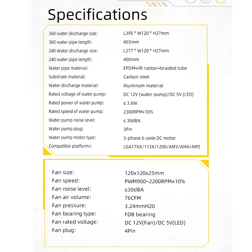 Electric fan,Water Pump Temperature Optimized Fan With Lcd 240mm Compatible Liquid Fan Cpu Cooler With Lcd Aura Sync Pwm900~2200rpm Temperature Screen Fan Sync 240mm Liquid Cpu