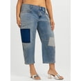 thumbnail image 2 of Jessica Simpson Women's and Women's Plus Cherry Cropped Patchwork Barrel Jeans, 25" Inseam, Sizes 2-24W, 2 of 7