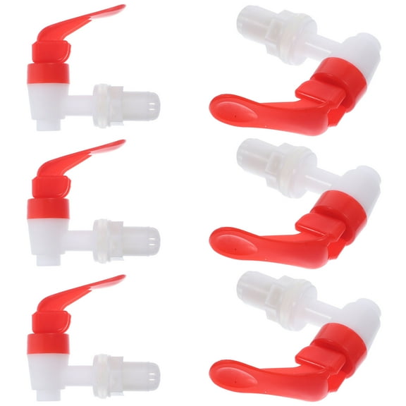 Homoyoyo Red Plastic Water Jug Spigot 6-Pack Replacement Faucet for Beverage Dispensers