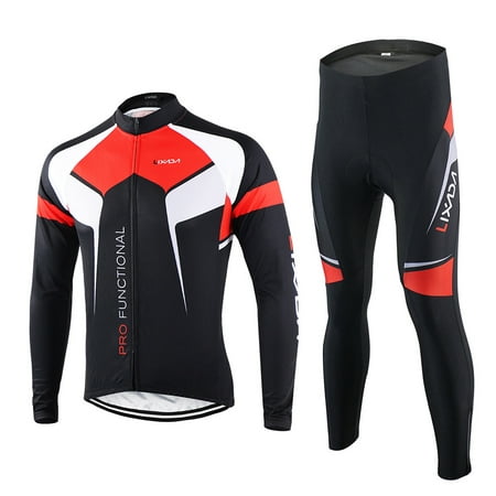 Lixada Spring Autumn Cycling Clothing Set Sportswear Suit Bike Outdoor Long Sleeve Jersey + Pants Breathable Quick-dry Men