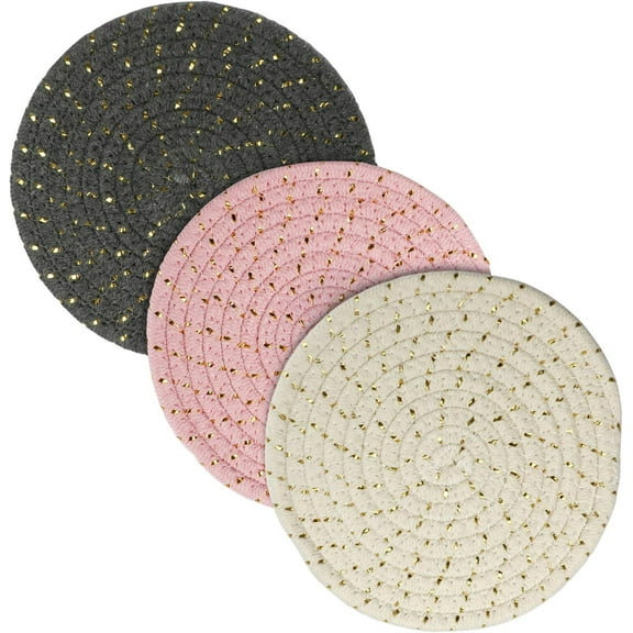 3Pcs Potholders, Christmas Girt Kitchen Pot Holders Heat-Resistant Thick Handmade Trivets Hot Coasters, Hot Pads, Hot Mats Spoon Rest with Gift Package for Cooking by Diameter 7 Inches