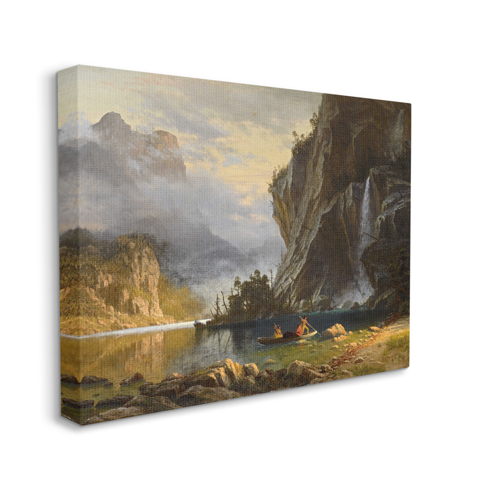 Stupell Industries Indians Spear Fishing Classic Albert Bierstadt Painting Painting Gallery Wrapped Canvas Print Wall Art, Design by one1000paintings